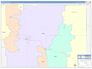 Finney County, KS ColorCast style ZIP Code wall map