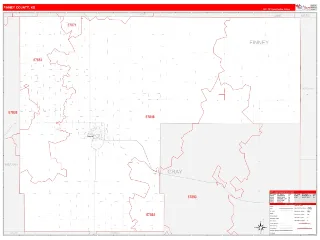 Finney County, KS RedLine style ZIP Code wall map