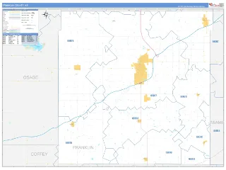 Franklin County, KS Business Reference style ZIP Code wall map