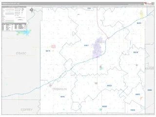 Franklin County, KS Classic style ZIP Code wall map