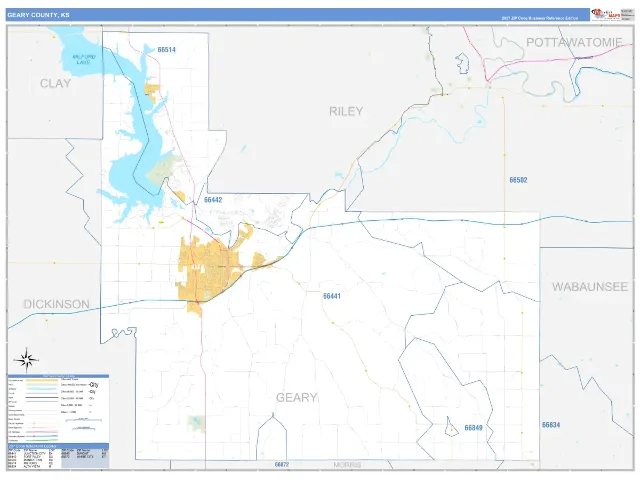 Geary County, KS ZIP Code Wall Map, Business Reference style