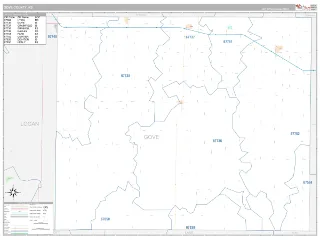 Gove County, KS Classic style ZIP Code wall map