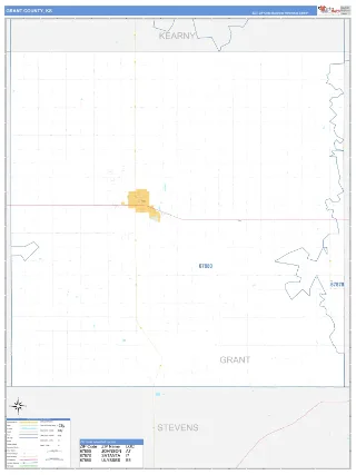 Grant County, KS Business Reference style ZIP Code wall map