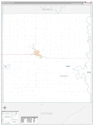 Grant County, KS Classic style ZIP Code wall map