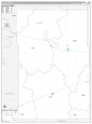 Gray County, KS Classic style ZIP Code wall map