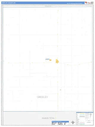 Greeley County, KS Business Reference style ZIP Code wall map