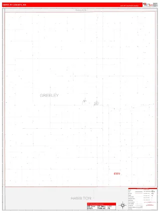 Greeley County, KS RedLine style ZIP Code wall map
