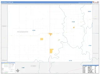 Hodgeman County, KS Business Reference style ZIP Code wall map