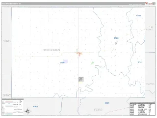 Hodgeman County, KS Classic style ZIP Code wall map