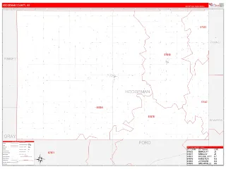Hodgeman County, KS RedLine style ZIP Code wall map
