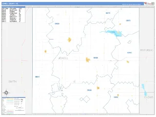 Jewell County, KS Business Reference style ZIP Code wall map