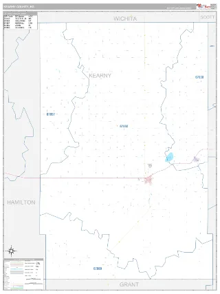 Kearny County, KS Classic style ZIP Code wall map