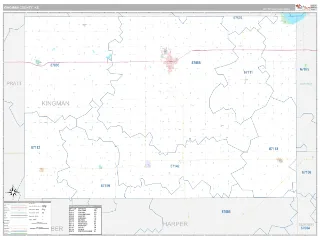Kingman County, KS Classic style ZIP Code wall map