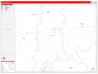 Kiowa County, KS RedLine style ZIP Code wall map