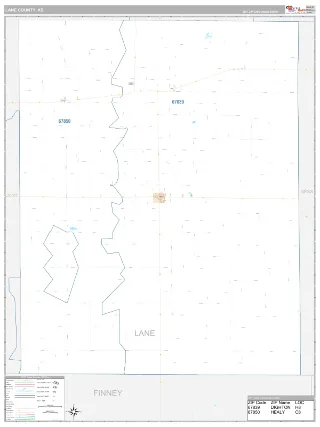 Lane County, KS Classic style ZIP Code wall map
