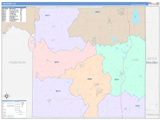 Linn County, KS ColorCast style ZIP Code wall map