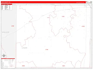 Logan County, KS RedLine style ZIP Code wall map