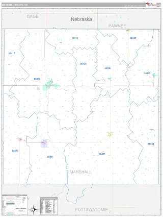 Marshall County, KS Classic style ZIP Code wall map