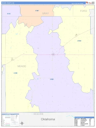 Meade County, KS ColorCast style ZIP Code wall map