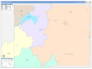 Mitchell County, KS ColorCast style ZIP Code wall map