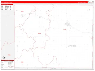 Mitchell County, KS RedLine style ZIP Code wall map