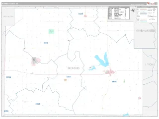 Morris County, KS Classic style ZIP Code wall map