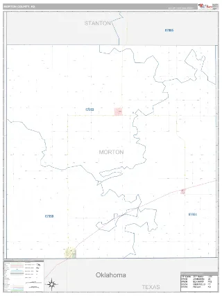 Morton County, KS Classic style ZIP Code wall map