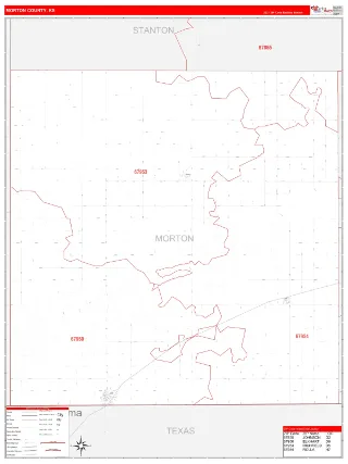 Morton County, KS RedLine style ZIP Code wall map