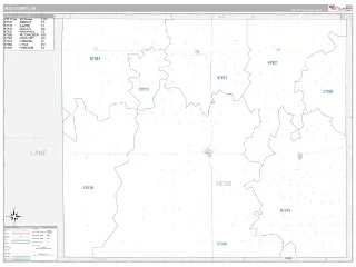 Ness County, KS Classic style ZIP Code wall map