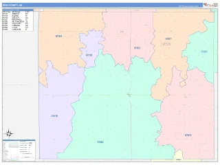 Ness County, KS ColorCast style ZIP Code wall map