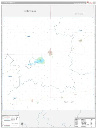 Norton County, KS Classic style ZIP Code wall map