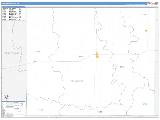 Rawlins County, KS Business Reference style ZIP Code wall map