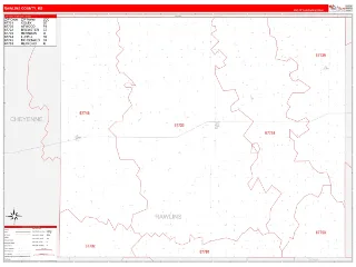 Rawlins County, KS RedLine style ZIP Code wall map