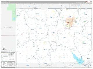 Reno County, KS Classic style ZIP Code wall map
