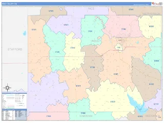Reno County, KS ColorCast style ZIP Code wall map