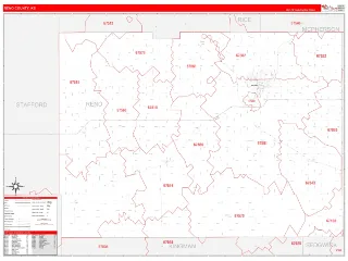 Reno County, KS RedLine style ZIP Code wall map