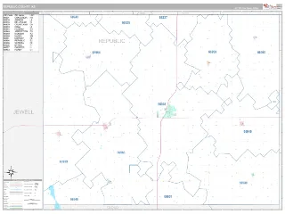 Republic County, KS Classic style ZIP Code wall map
