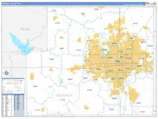 Sedgwick County, KS Business Reference style ZIP Code wall map