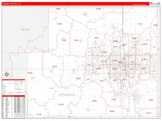 Sedgwick County, KS RedLine style ZIP Code wall map
