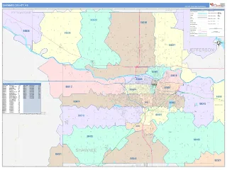 Shawnee County, KS ColorCast style ZIP Code wall map