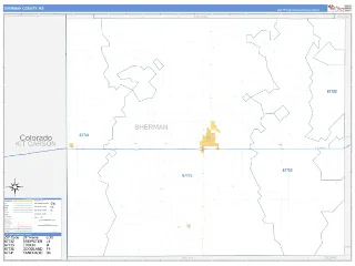 Sherman County, KS Business Reference style ZIP Code wall map