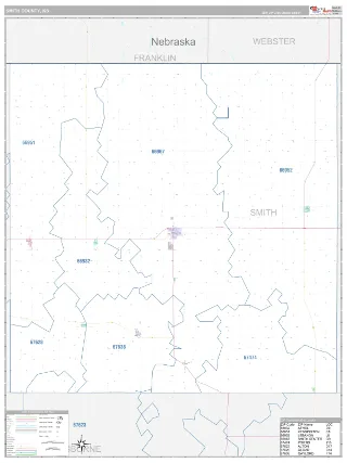 Smith County, KS Classic style ZIP Code wall map