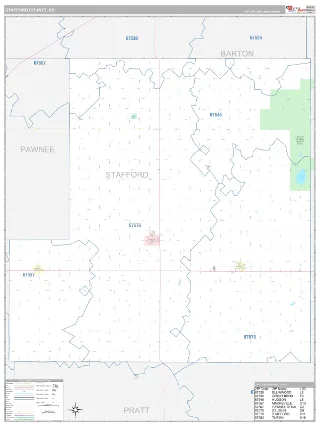 Stafford County, KS Classic style ZIP Code wall map