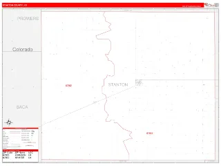 Stanton County, KS RedLine style ZIP Code wall map