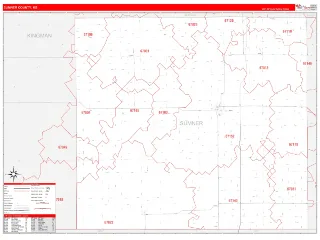 Sumner County, KS RedLine style ZIP Code wall map