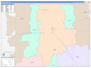Thomas County, KS ColorCast style ZIP Code wall map
