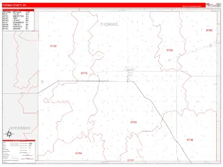 Thomas County, KS RedLine style ZIP Code wall map