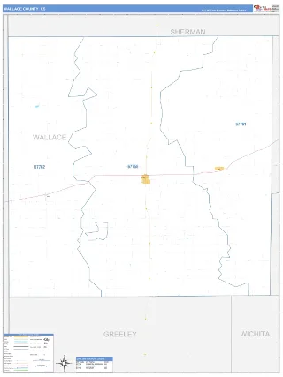 Wallace County, KS Business Reference style ZIP Code wall map