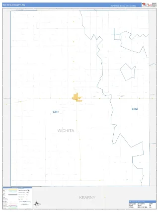 Wichita County, KS Business Reference style ZIP Code wall map