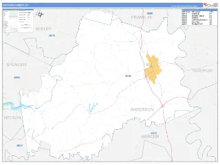 Anderson County, KY Business Reference style ZIP Code wall map